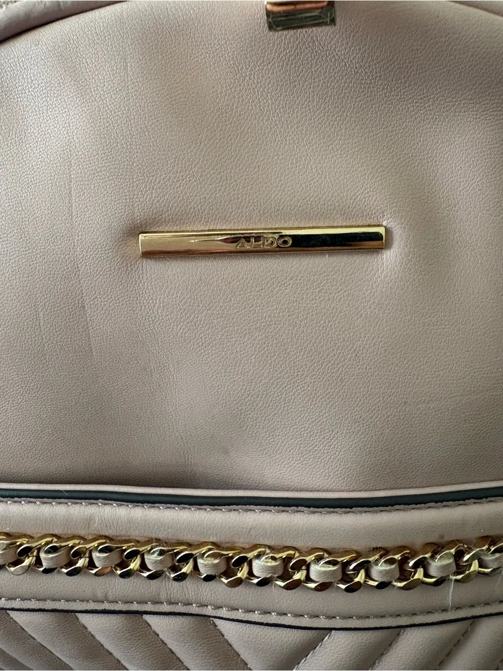 Aldo Quilted Pale Pink Backpack with Gold Hardware